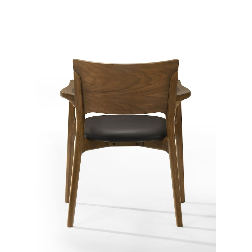 Edelman - Mid-Century Modern Brown Leatherette + Walnut Dining Chair. Picture 3