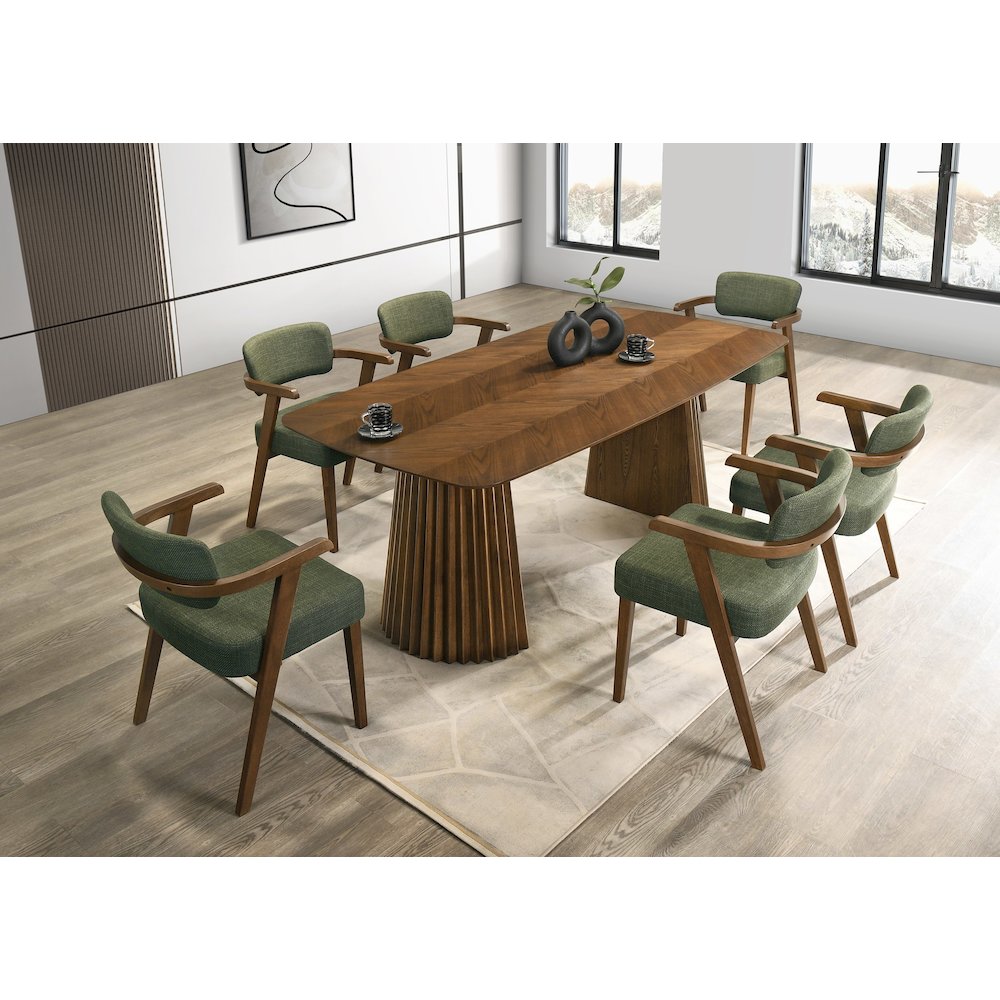 Sacks - Mid-Century Modern Herringbone Walnut Dining Table. Picture 3