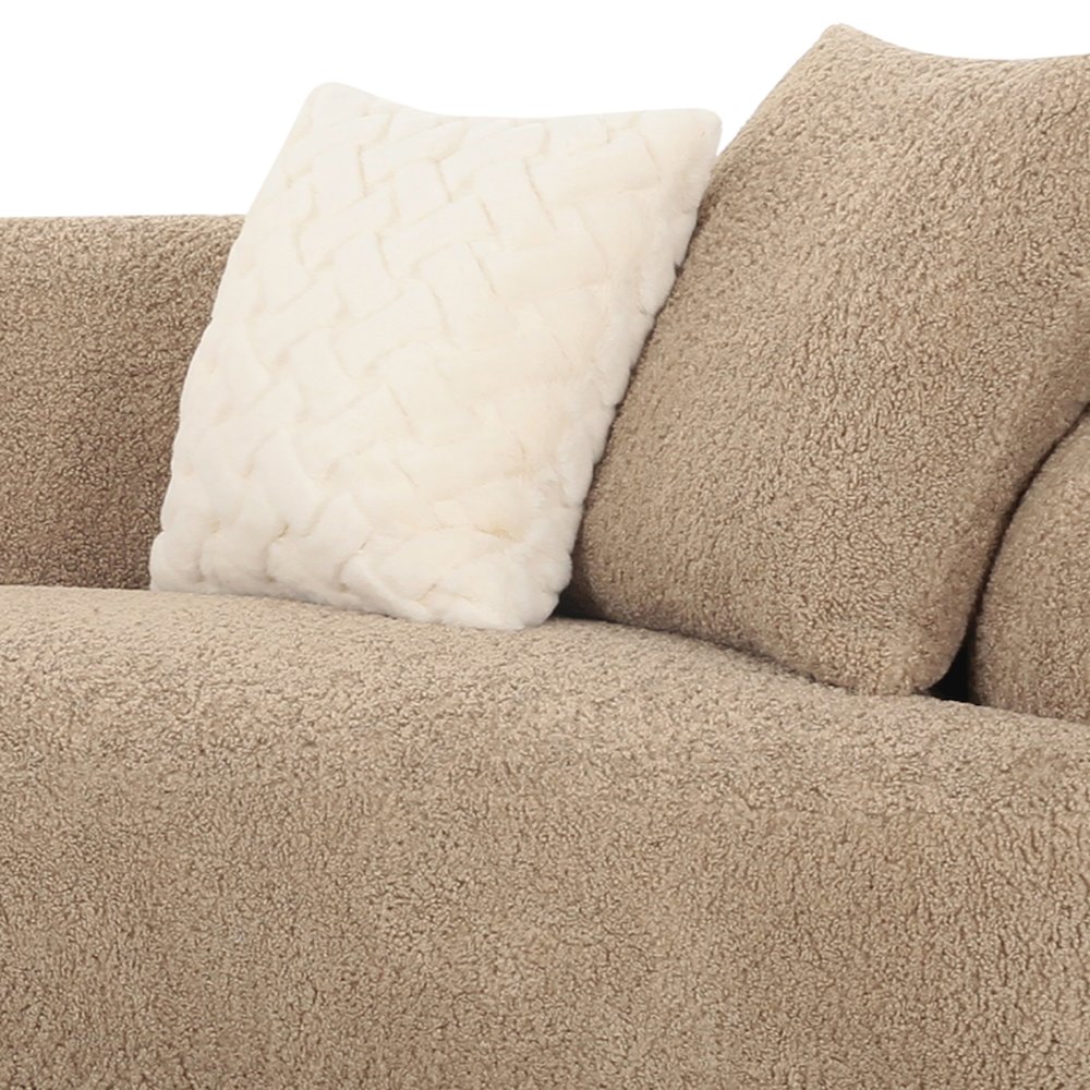 Trevor - Modern Tan Fabric Curved Mini Sectional Sofa. Picture 3