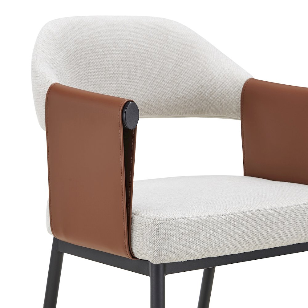 Jensen - Modern Light Grey Fabric + Camel Vegan Leather Dining Chair. Picture 3