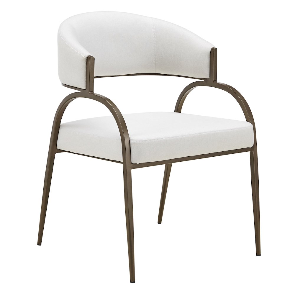 Hudson - Modern Off-White Fabric + Bronze Dining Chair. Picture 1