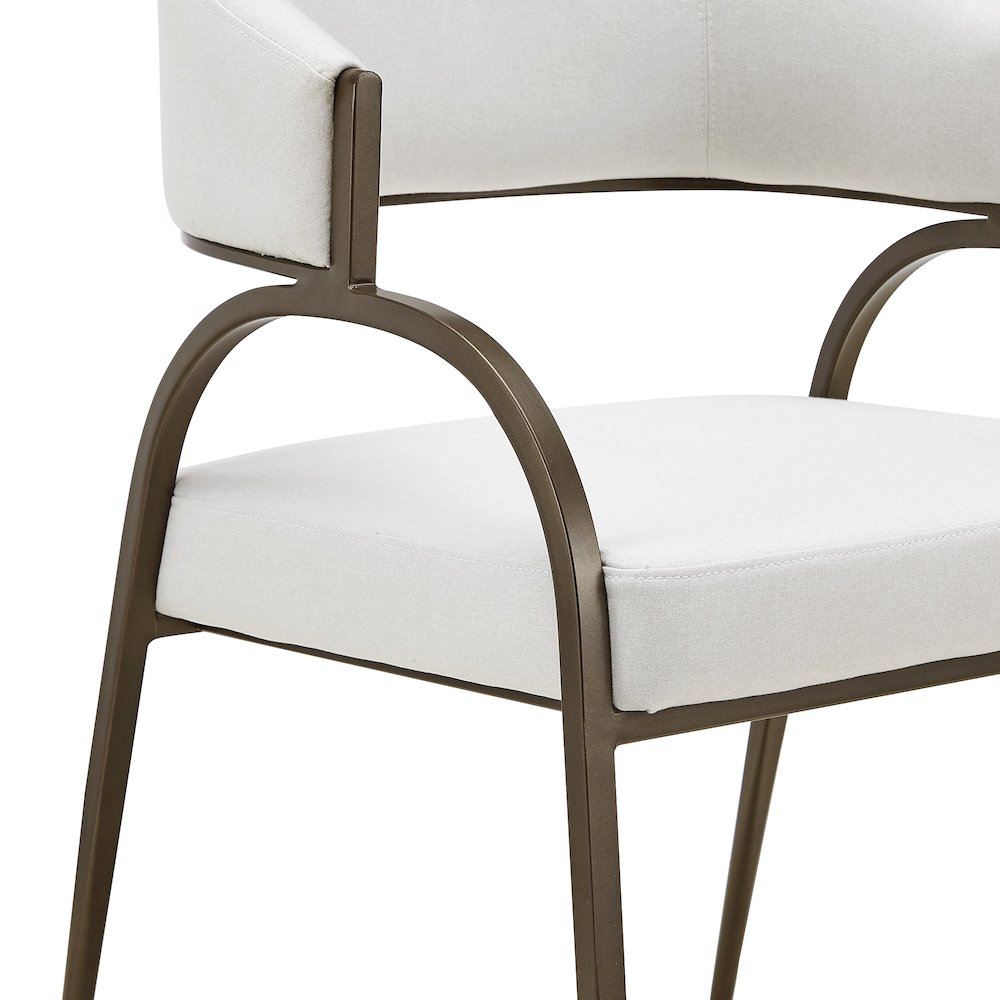 Hudson - Modern Off-White Fabric + Bronze Dining Chair. Picture 3