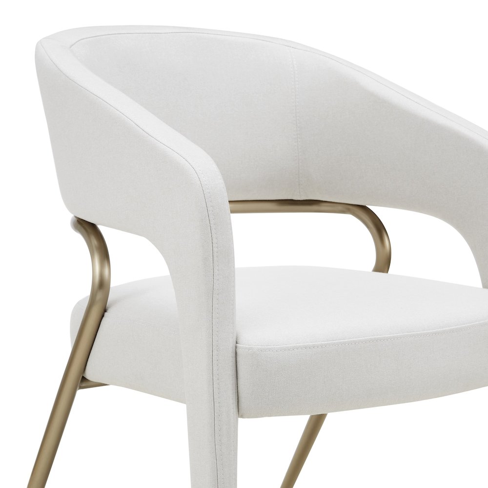 Elson - Modern Off-White Fabric + Antique Brass Dining Chair. Picture 3