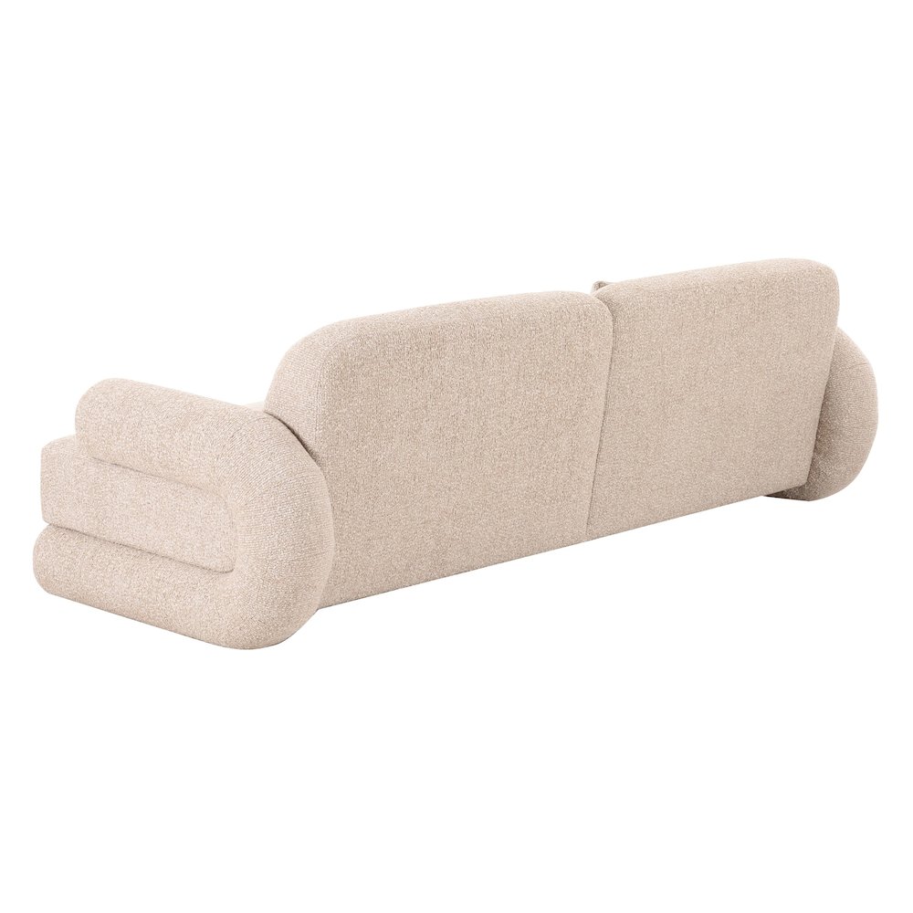 Odette - Modern Beige Fabric + White Burl Sofa. Picture 2