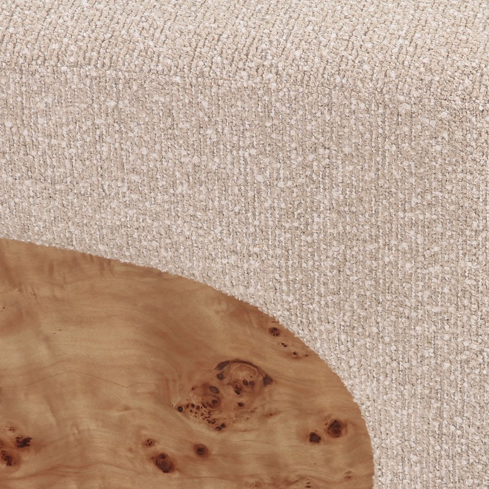 Mayfair - Contemporary Beige Fabric + Burl Bench Ottoman. Picture 3