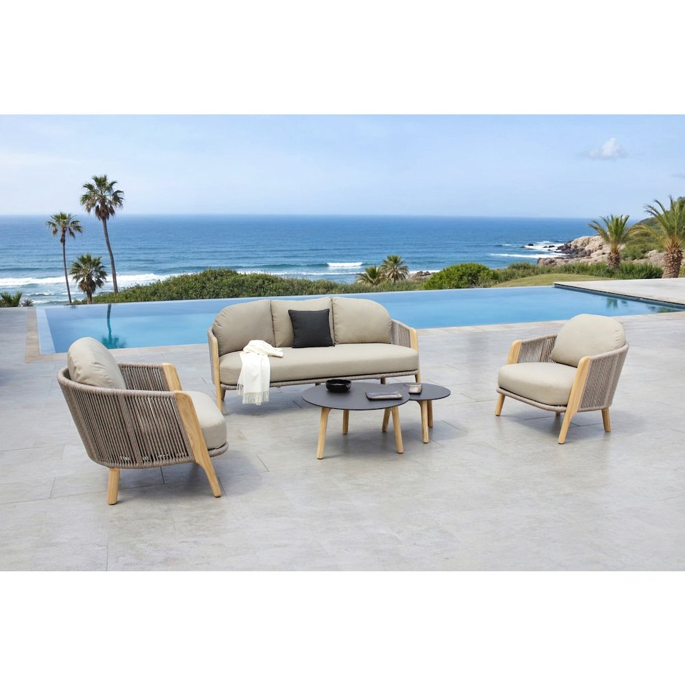 Cayman - Outdoor Beige + Teak Sofa Set. Picture 6