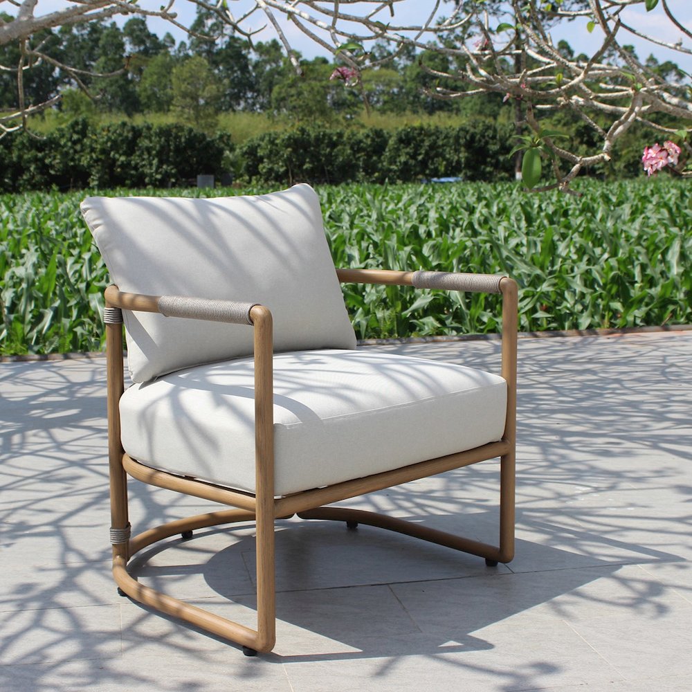 Malta - Outdoor Light Grey + Teak Sofa Set. Picture 3