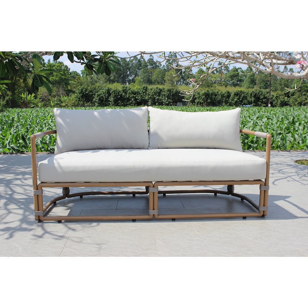 Malta - Outdoor Light Grey + Teak Sofa Set. Picture 2