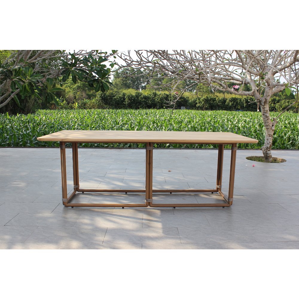 Malta - Outdoor Light Grey + Teak Dining Set. Picture 3