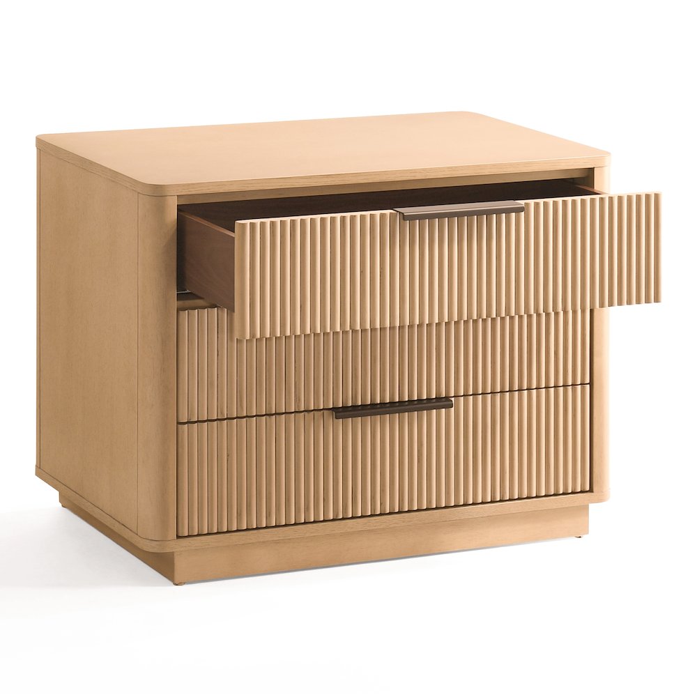 Santa Monica - Modern Natural Oak 3 Drawer Nightstand. Picture 3