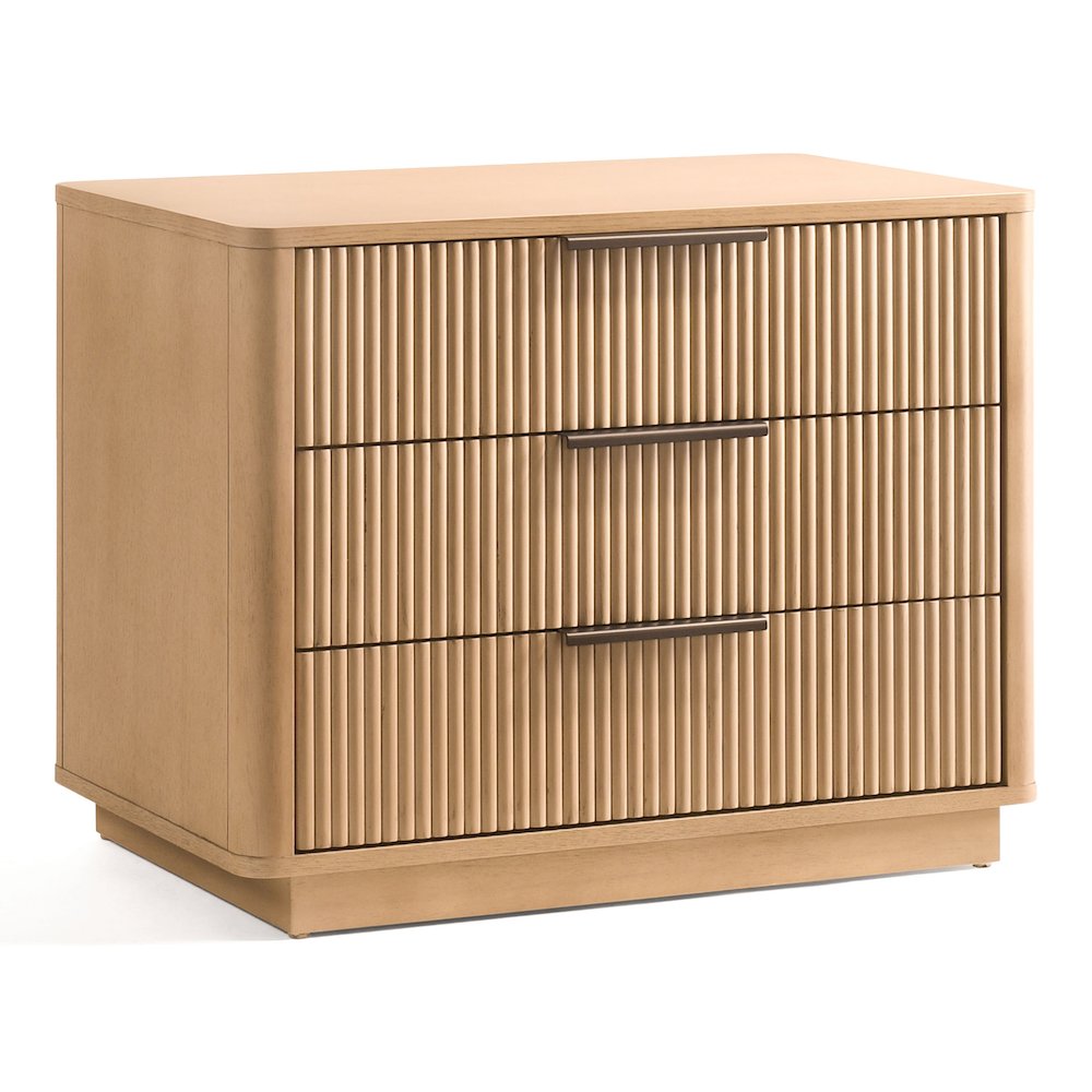 Santa Monica - Modern Natural Oak 3 Drawer Nightstand. Picture 2