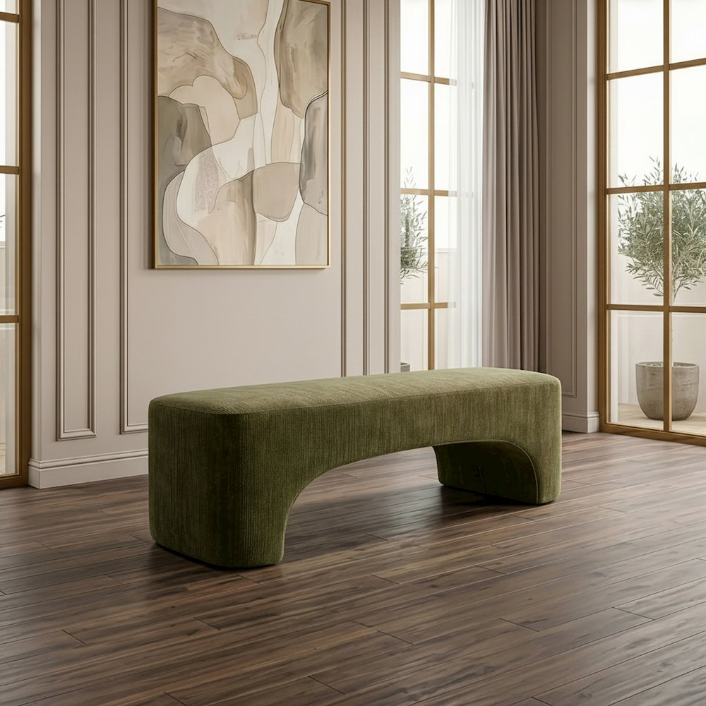 Siegal - Modern Olive Green Fabric Bench. Picture 9