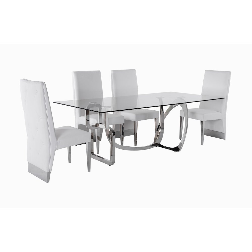 Adelaide Modern Stainless Steel and Glass Dining Table. Picture 5