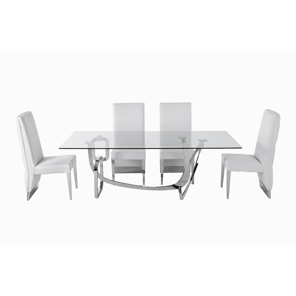 Adelaide Modern Stainless Steel and Glass Dining Table. Picture 6