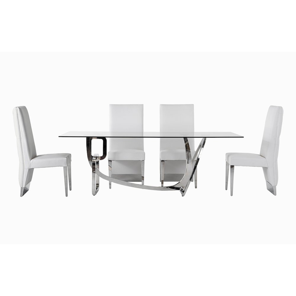 Adelaide Modern Stainless Steel and Glass Dining Table. Picture 7