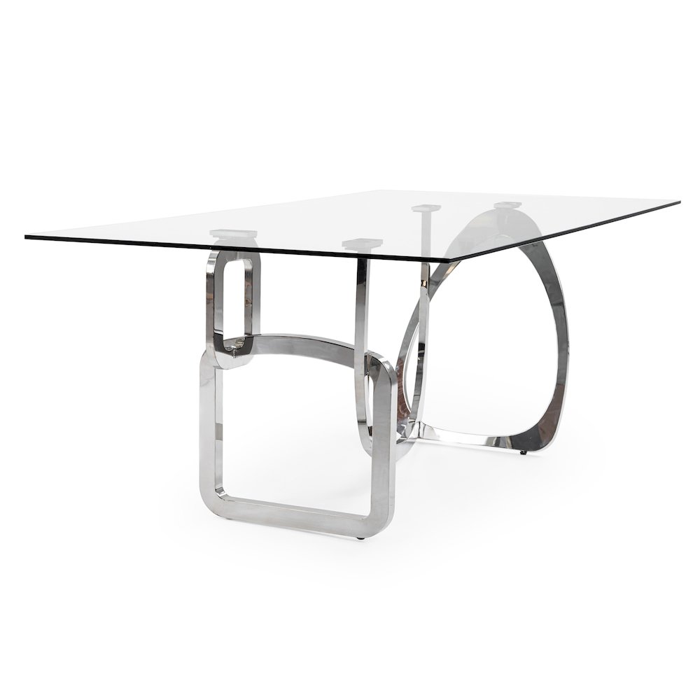 Adelaide Modern Stainless Steel and Glass Dining Table. Picture 3