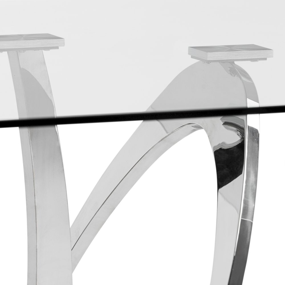 Adelaide Modern Stainless Steel and Glass Dining Table. Picture 4