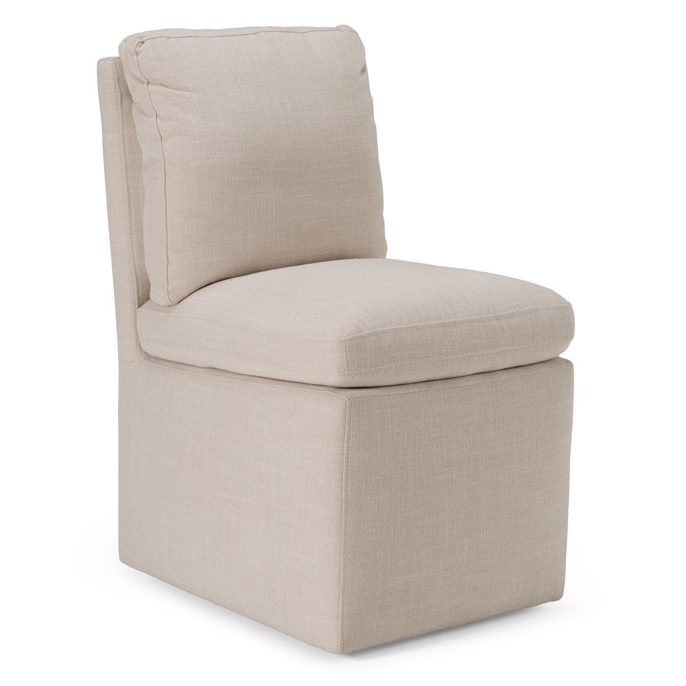 Adrian - Modern Beige Fabric Dining Chair with Castor Wheels. Picture 1