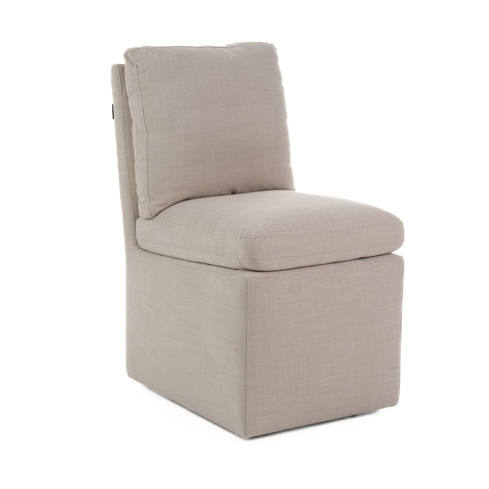 Adrian - Modern Beige Fabric Dining Chair with Castor Wheels. Picture 2