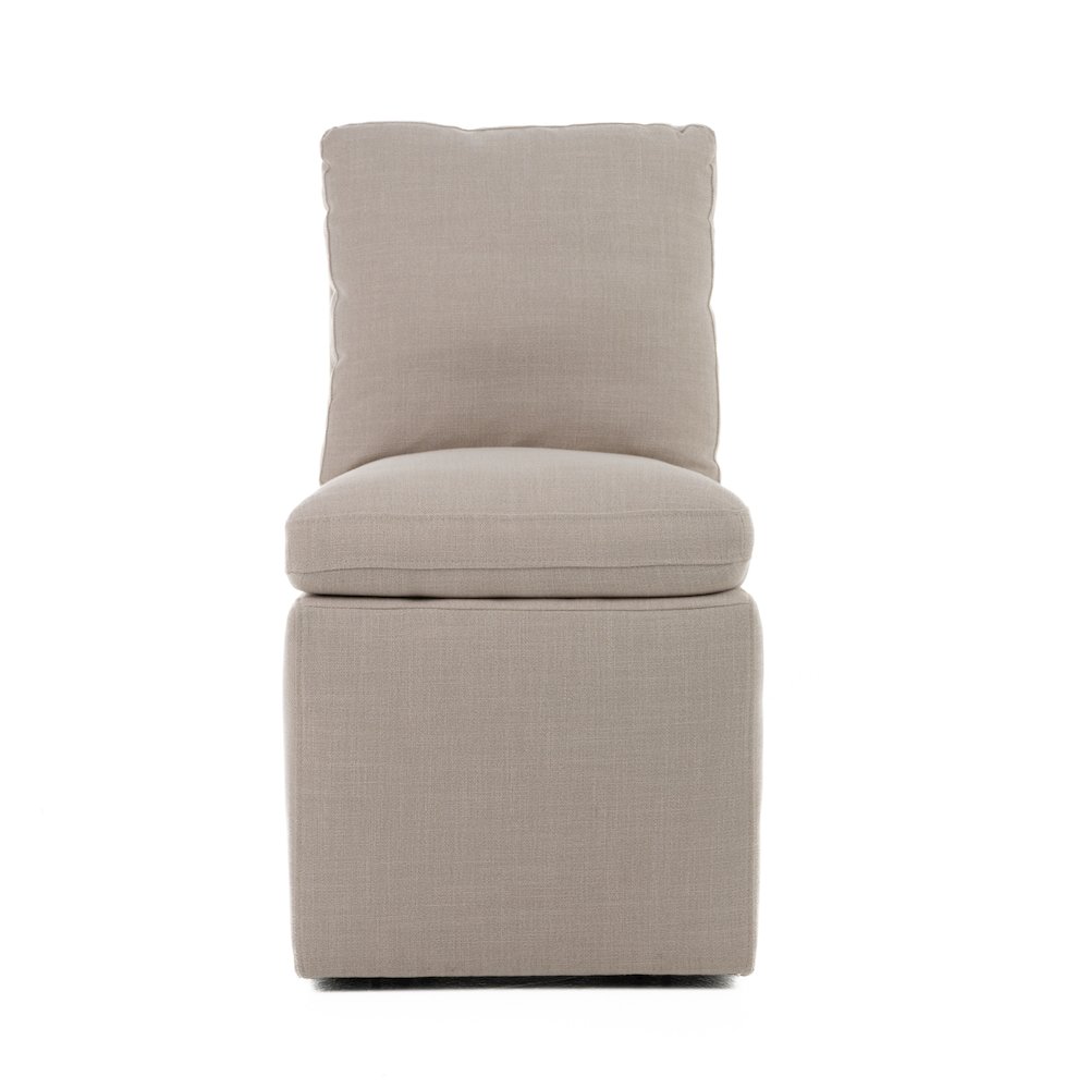 Adrian - Modern Beige Fabric Dining Chair with Castor Wheels. Picture 3