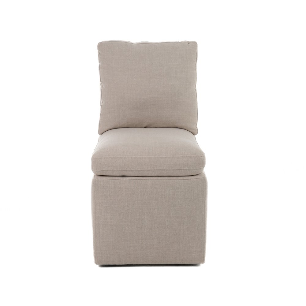 Adrian - Modern Beige Fabric Dining Chair with Castor Wheels. Picture 4