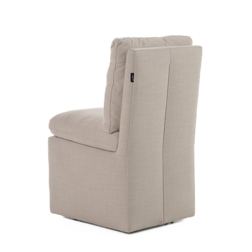 Adrian - Modern Beige Fabric Dining Chair with Castor Wheels. Picture 5