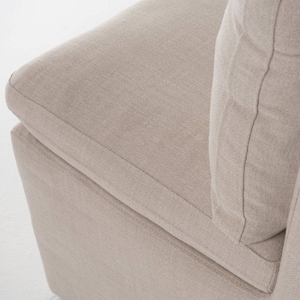 Adrian - Modern Beige Fabric Dining Chair with Castor Wheels. Picture 7