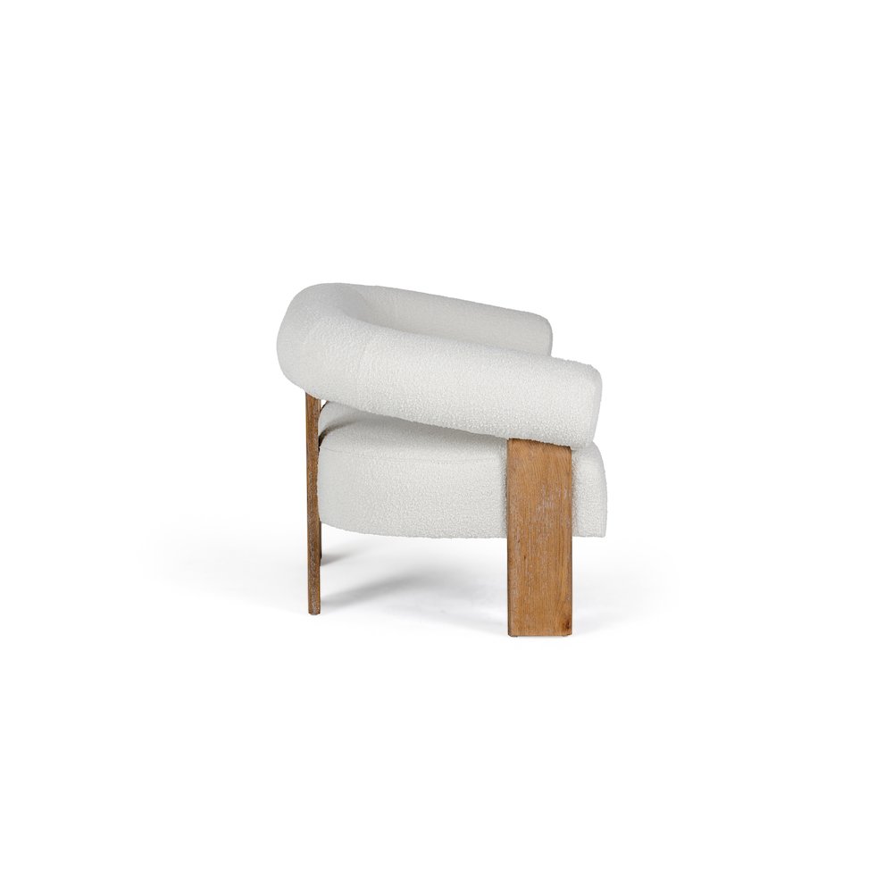 Modrest Aledo - Modern Off-White Fabric + Oak Loveseat. Picture 3