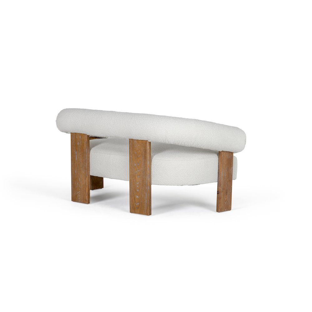Modrest Aledo - Modern Off-White Fabric + Oak Loveseat. Picture 4