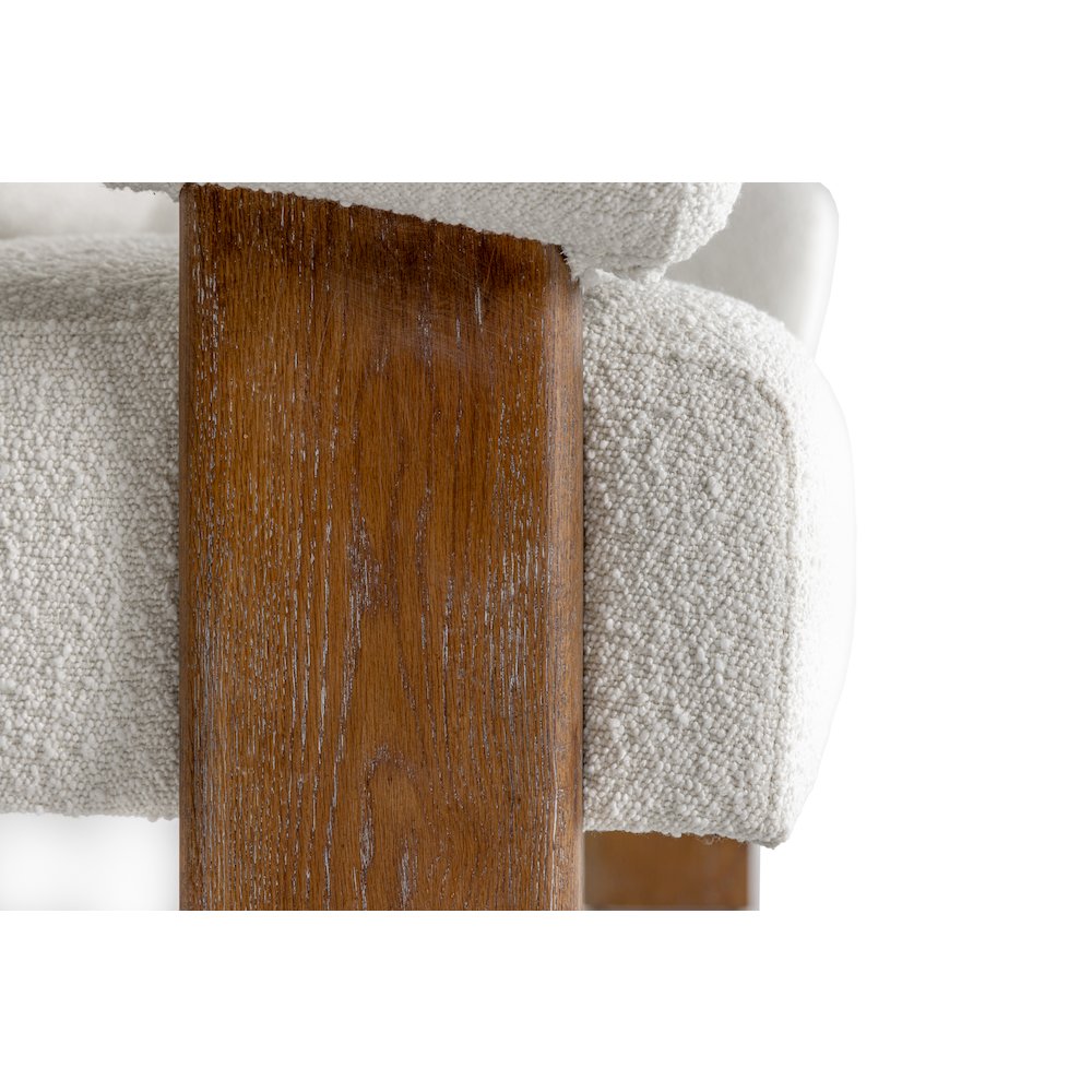 Modrest Aledo - Modern Off-White Fabric + Oak Loveseat. Picture 5