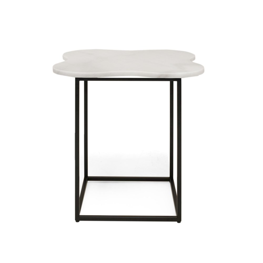 Modrest Aleidy - White Marble + Black Metal End Table. Picture 1