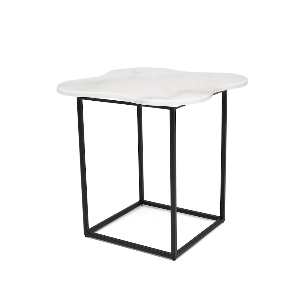 Modrest Aleidy - White Marble + Black Metal End Table. Picture 2