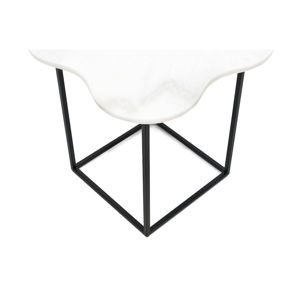 Modrest Aleidy - White Marble + Black Metal End Table. Picture 3