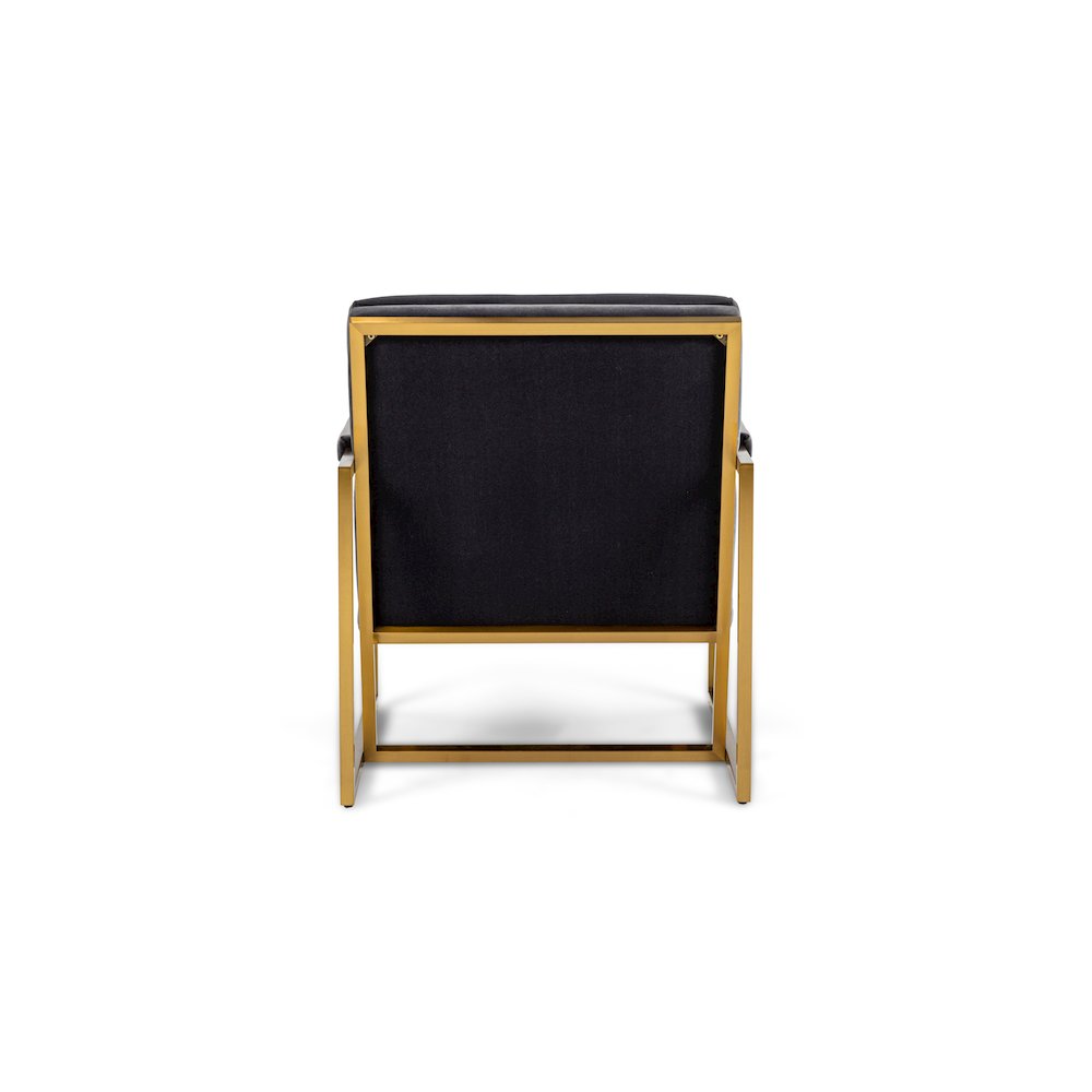 Modrest Anton - Modern Grey Velvet + Brass Accent Chair. Picture 4