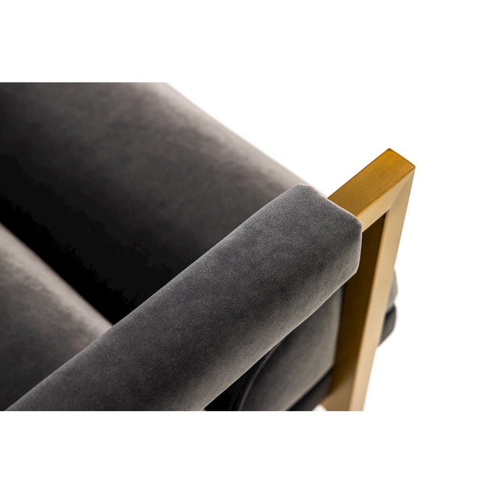 Modrest Anton - Modern Grey Velvet + Brass Accent Chair. Picture 5