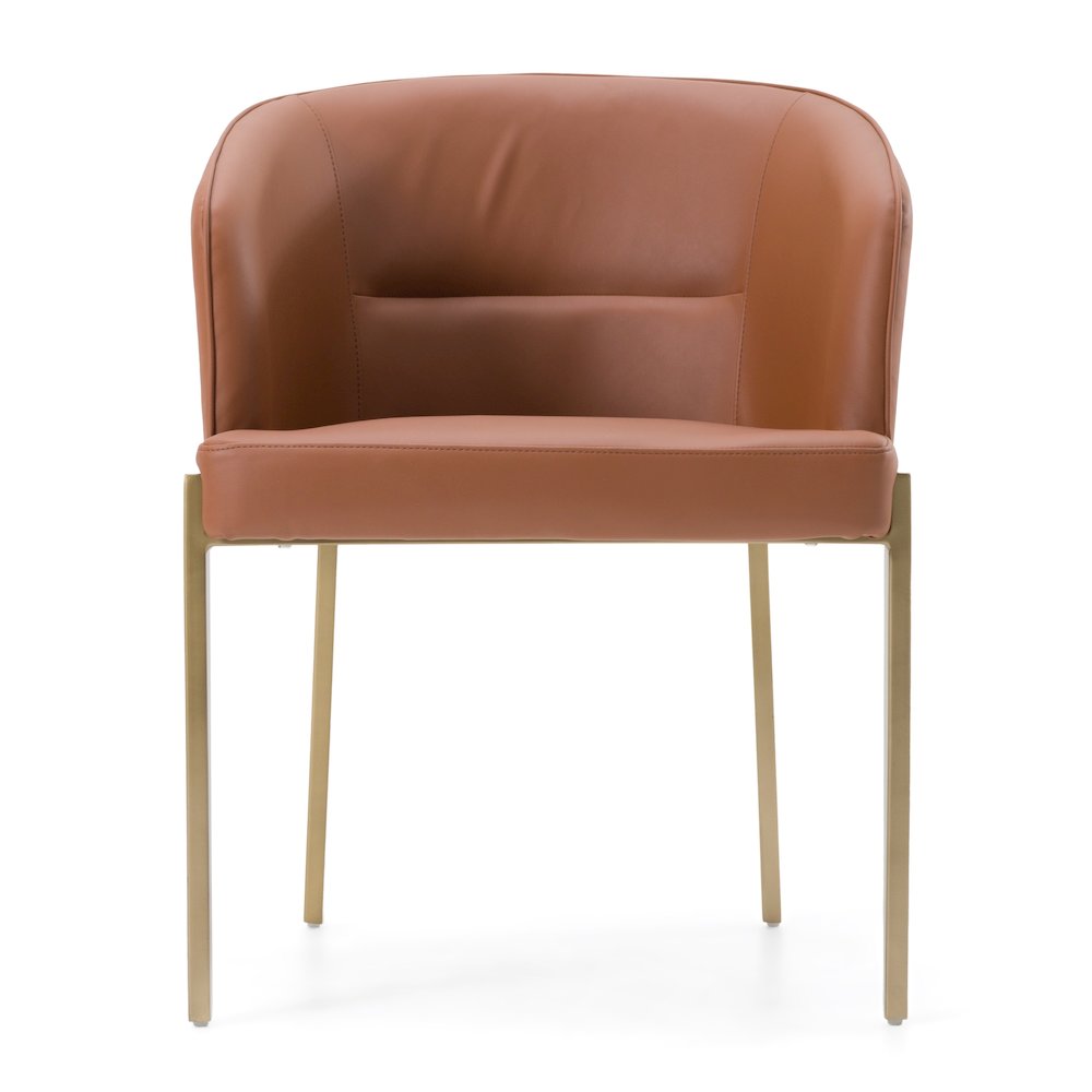Modrest Aragon - Modern Brown Vegan Leather + Brass Dining Chair. Picture 2
