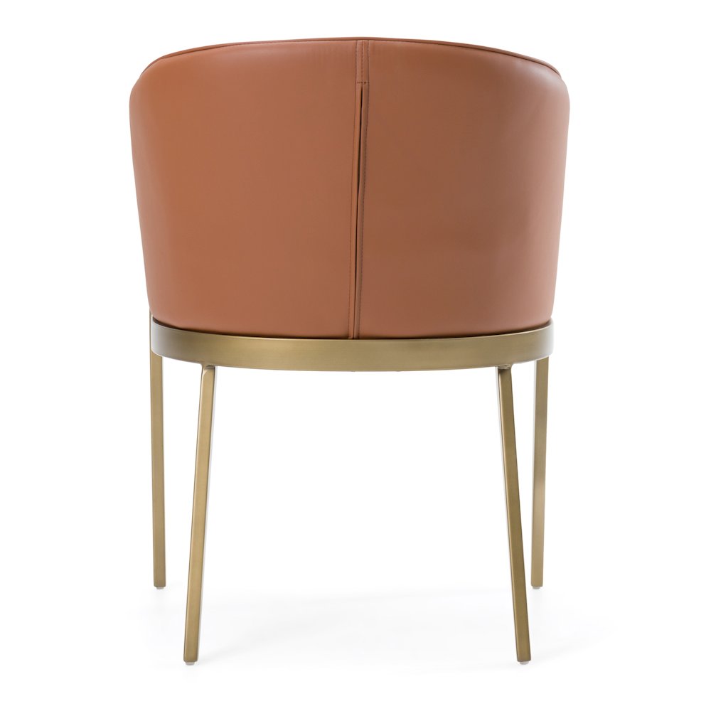 Modrest Aragon - Modern Brown Vegan Leather + Brass Dining Chair. Picture 4