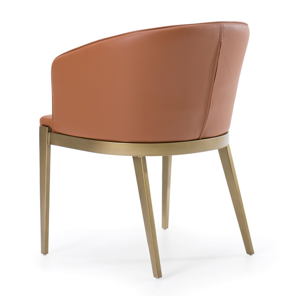 Modrest Aragon - Modern Brown Vegan Leather + Brass Dining Chair. Picture 5