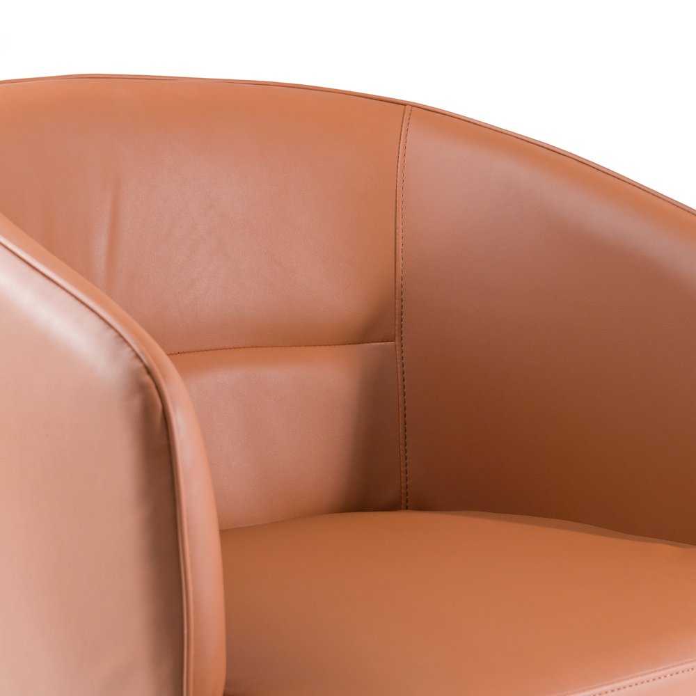 Modrest Aragon - Modern Brown Vegan Leather + Brass Dining Chair. Picture 6