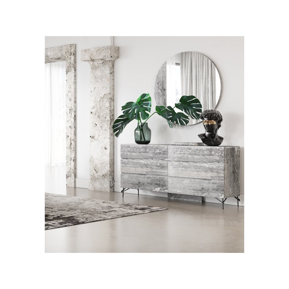 Nova Domus Aria - Italian Modern Multi Grey with texture Round Mirror. Picture 2