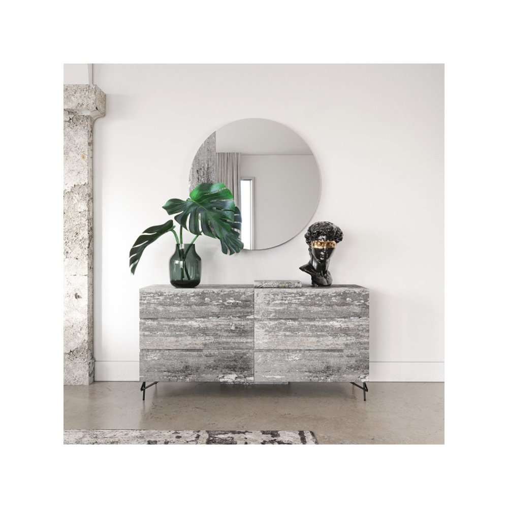 Nova Domus Aria - Italian Modern Multi Grey with texture Round Mirror. Picture 1
