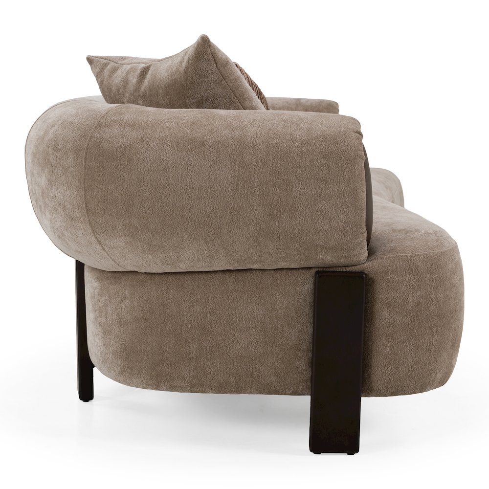 Arnaud - Modern Tan Fabric + Brown Oak Sofa. Picture 3