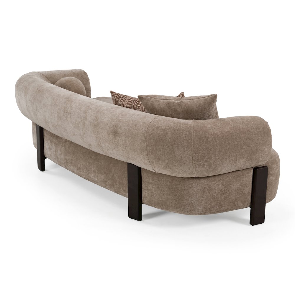 Arnaud - Modern Tan Fabric + Brown Oak Sofa. Picture 4