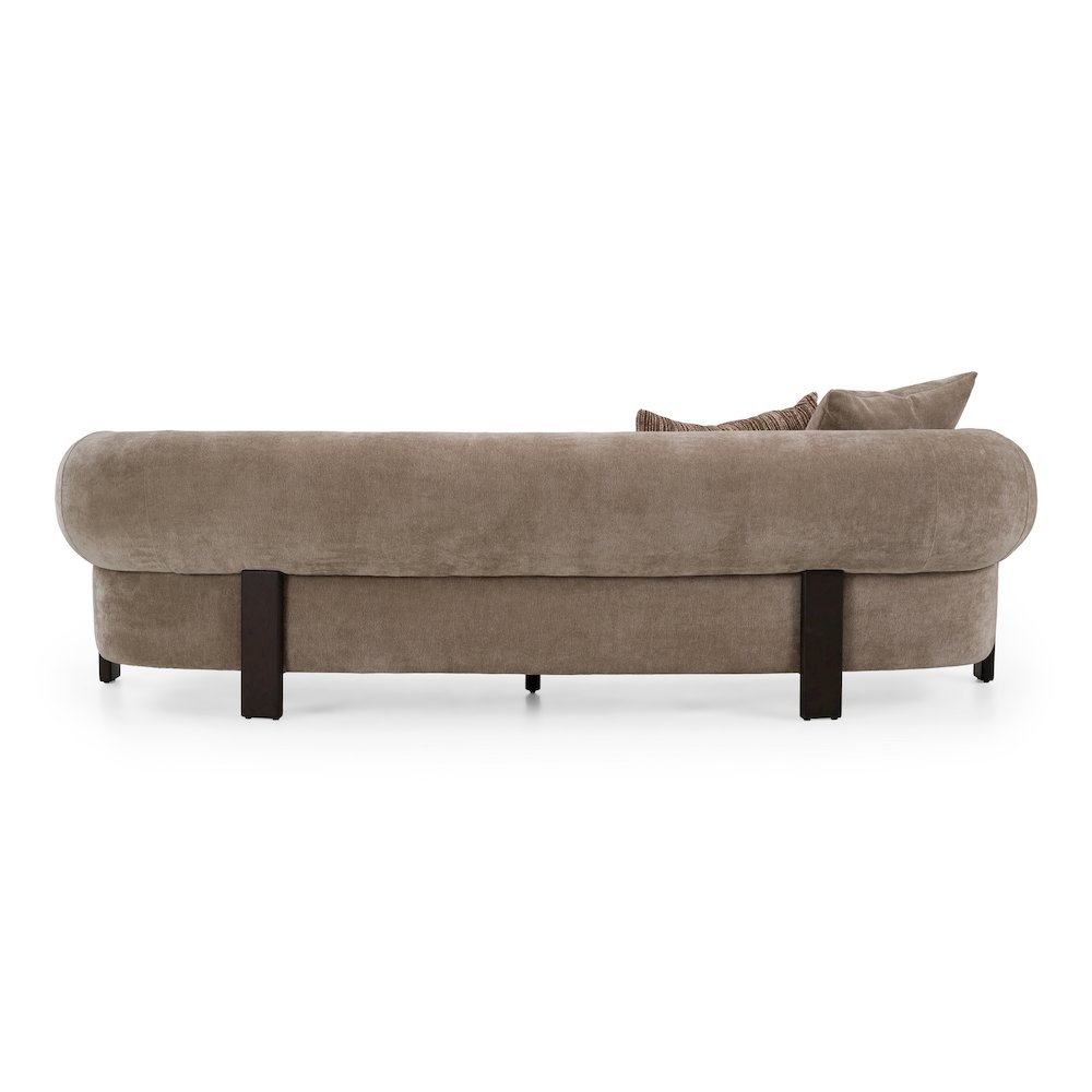 Arnaud - Modern Tan Fabric + Brown Oak Sofa. Picture 5