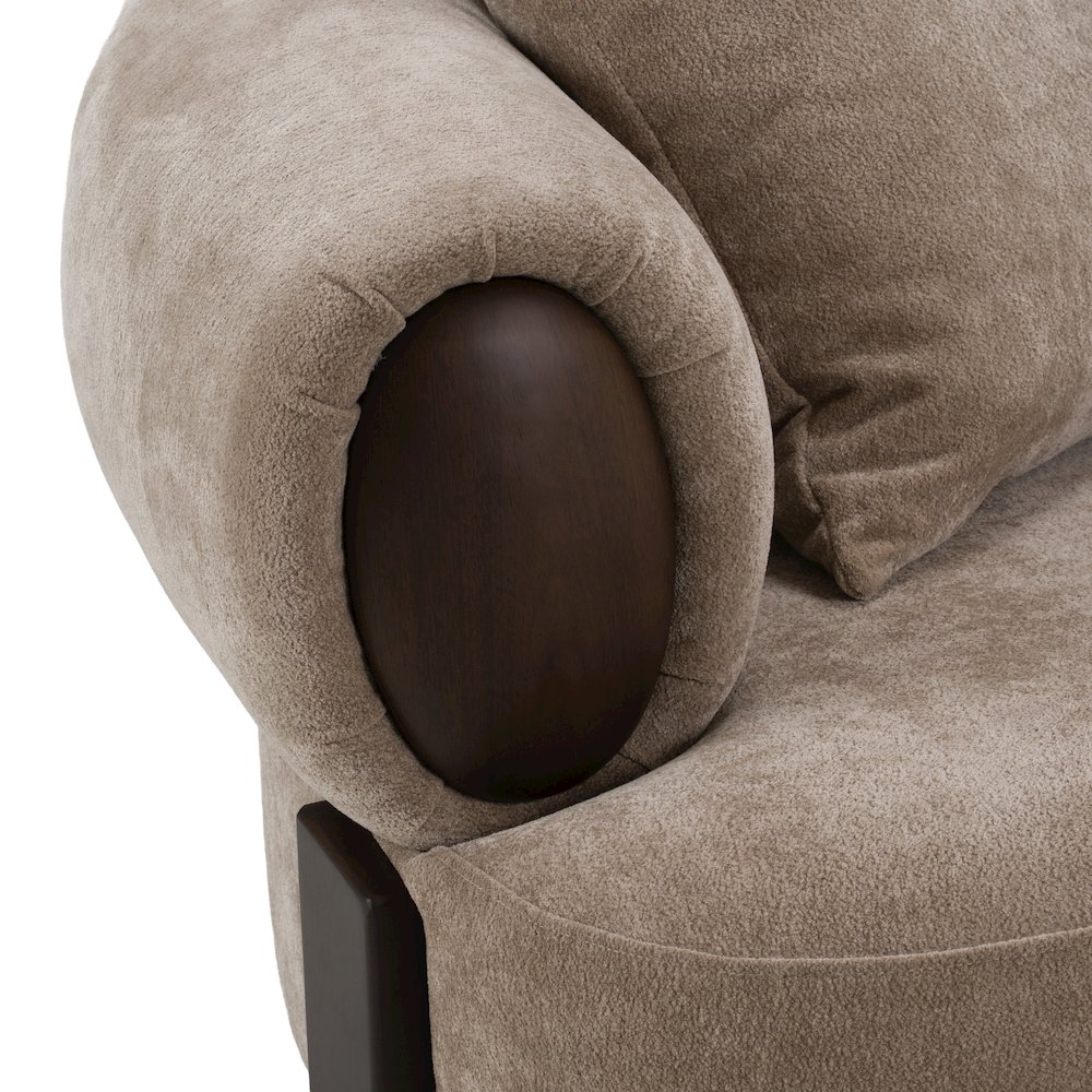 Arnaud - Modern Tan Fabric + Brown Oak Sofa. Picture 6