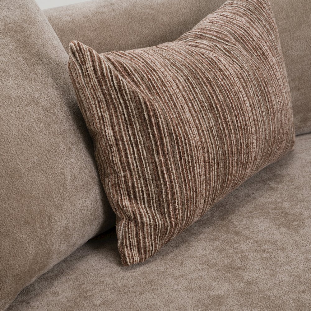 Arnaud - Modern Tan Fabric + Brown Oak Sofa. Picture 7