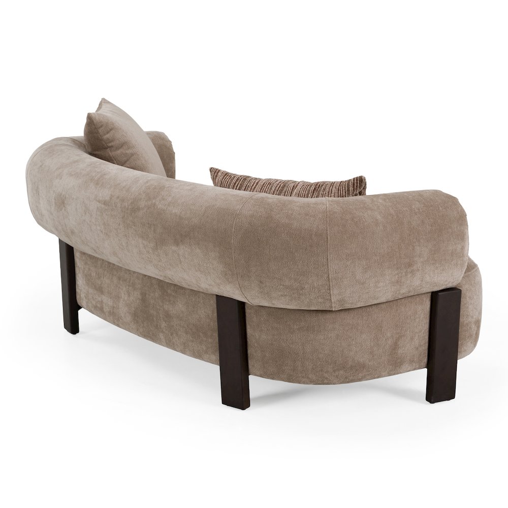 Arnaud - Modern Tan Fabric + Brown Oak Loveseat Sofa. Picture 4