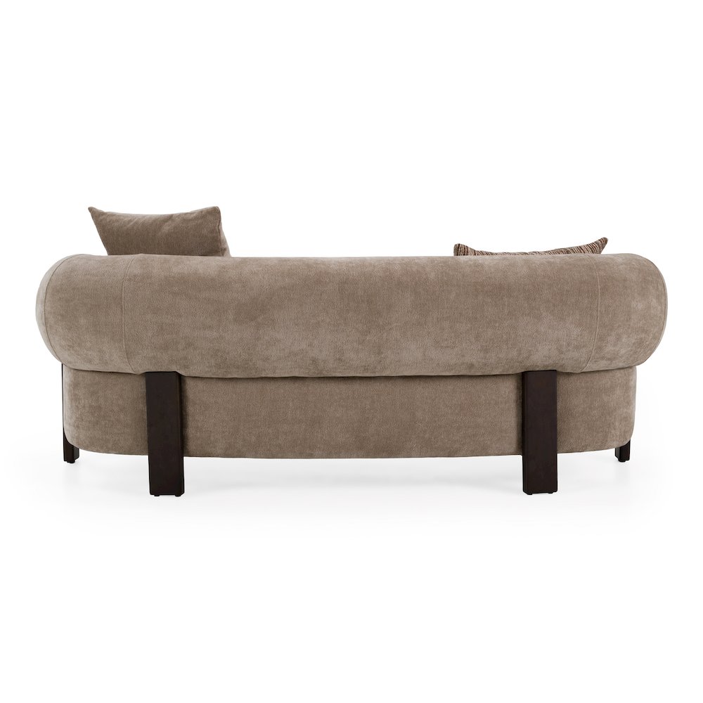 Arnaud - Modern Tan Fabric + Brown Oak Loveseat Sofa. Picture 5