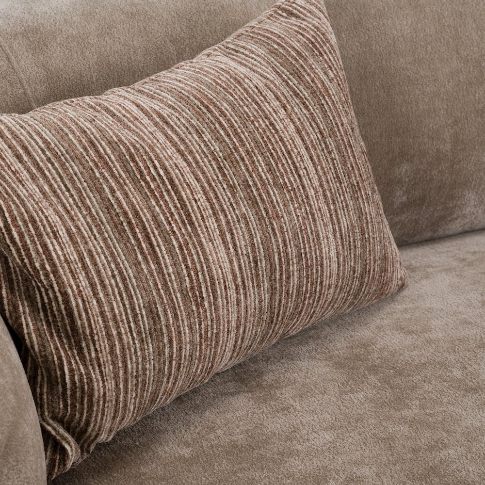Arnaud - Modern Tan Fabric + Brown Oak Loveseat Sofa. Picture 7