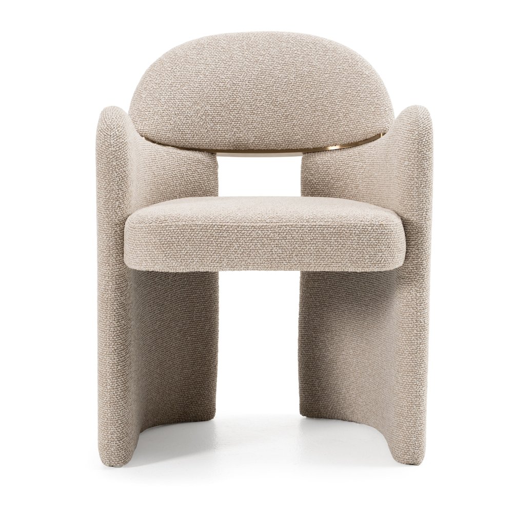 Ashley - Modern Beige Fabric + Brushed Brass Dining Chair. Picture 1